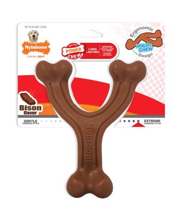 Nylabone Wishbone Dog Chew Toys for Adult Dogs and Puppies Adult Dog Ergonomic Bison Large/Giant (1 Count)