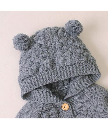 Puseky Baby Knit Sweater Hooded Ears Cardigan Coat 6-12 Months Grey - Buy Online on GoSupps.com