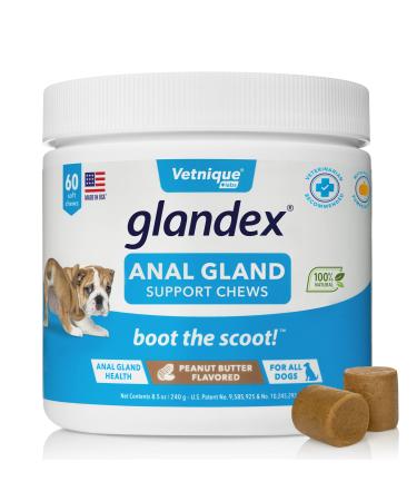 Glandex Anal Gland Soft Chew Treats with Pumpkin for Dogs Chews with Digestive Enzymes, Probiotics Fiber Supplement for Dogs  Vet Recommended - Boot The Scoot - by Vetnique Labs Peanut Butter 60ct