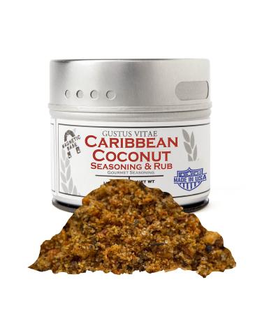 Caribbean Coconut Seasoning & Rub - Authentic Artisanal Gourmet Spice Mix - Non GMO- 2 oz - Small Batch - Magnetic Tin - Gustus Vitae