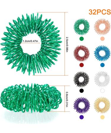 Buy Acupressure Massage Rings for Fingers Spiky Sensory Stress Relief Rings for Adults & Teens 32 Pieces in 8 Colors Fast International Shipping - Buy Online on GoSupps.com