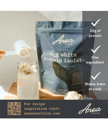 Anea Egg White Protein Isolate - Unflavored | 30g Protein | Fat-Free | 5.9g BCAA | Complete Amino Acid Profile | Dairy-Free Gluten-Free | Neutral Flavor for Shakes & Recipes | Made in GMP Facility - Buy Online on GoSupps.com