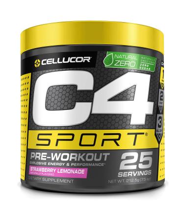 C4 Sport Pre Workout Powder - Pre Workout Energy with 3g Creatine Monohydrate + 135mg Caffeine and Beta-Alanine Performance Blend - NSF Certified for Sport | 25 Servings Straberry Lemonade - Buy Online on GoSupps.com
