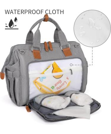 Pomelo Best Baby Changing Bag with Pram Clips and Changing Mat Embossed Grey - Buy Online on GoSupps.com
