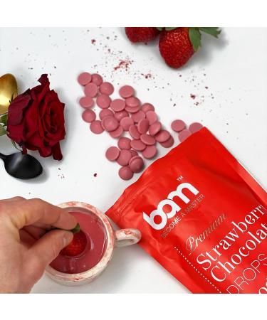 BAM Strawberry Chocolate Drops Callets Melting Chips Home and Pro Baking Strawberry Taste 250g - Buy Online on GoSupps.com