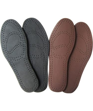 Brown Leather Insoles for Men | Thin Shoe Inserts for Dress Shoes & Sneakers | 2 Pairs - Black & Brown - Buy Online on GoSupps.com