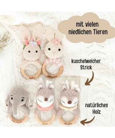 Personalized Baby Bite Ring - Engraved Elephant Teether - Unique Baptism Gift for Boys & Girls - Custom Baby Rattles from 0 Months - Buy Online on GoSupps.com