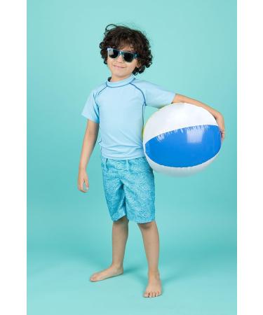 Leveret Short Sleeve Baby Boys Girls Rash Guard UPF 50+ Swim Shirt, Blue - 12M-5T - Buy Online on GoSupps.com