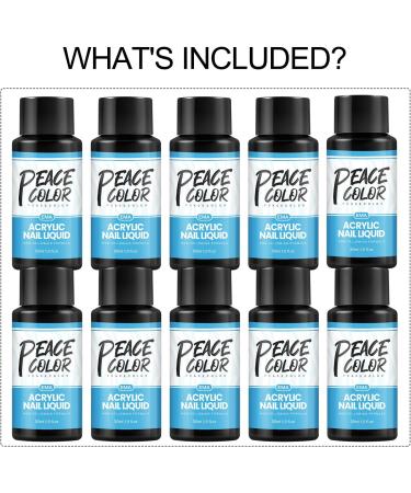 PEACECOLOR 10PC 30ML Acrylic Liquid Monomer Set Non-Yellowing Monomer for Acrylic Nails Acrylic Powder Professional Acrylic Liquid for Nail Art DIY at Home Beauty Gifts for Women Girls color 174 - Buy Online on GoSupps.com