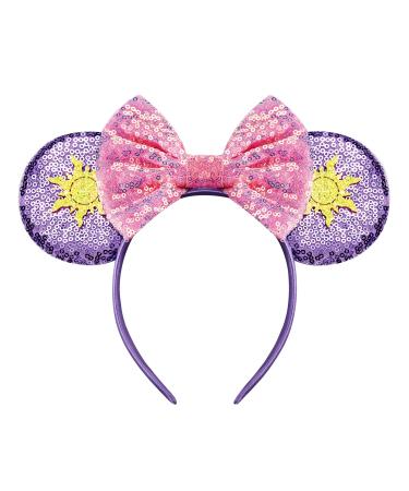 FANYITY Rapunzel Minnie Ears,Mickey Ears Headband for Boys Girls Women Birthday Party&Disney Trip Purple sun