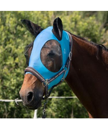 Harrison Howard fly mask for horses super comfortable elastic with ear-UV protection small horse sky blue size M COB (medium) sky blue