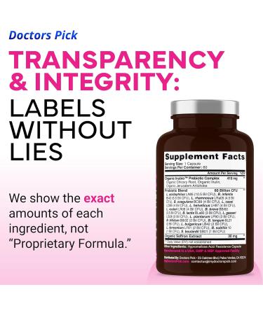 Doctors Pick Womens Probiotics Vaginal Probiotic & Mood 2 Month Supply - Supports Vaginal & Urinary Health Yeast Infection & Bacterial Vaginosis Probiotic Immune Health Vegan - Organic - Buy Online on GoSupps.com