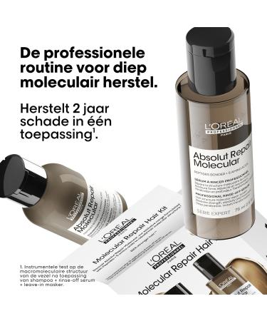 LOr al Professionnel Mini Duo Discovery Set Shampoo And RinseOff Serum Very Damaged Hair Restores Hair Structure With Peptides Bonder and 5 Amino Acids Absolut Repair Molecular 100ml and 75ml - Buy Online on GoSupps.com