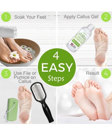 Dr. Entre Callus Remover Kit for Feet - 8oz Gel, Foot File, Pumice Stone, 5 Glove Pairs, Spa Pedicure Tools - Buy Online on GoSupps.com