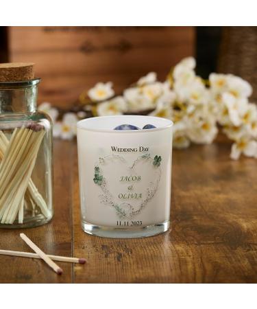 Personalised Wedding Day Candle Gift with Green Floral Heart (Sea Breeze) - Buy Online on GoSupps.com