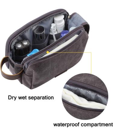 BAGSMART Men's Travel Toiletry Bag Organizer - Grey Canvas Dopp Kit Medium - Buy Online on GoSupps.com
