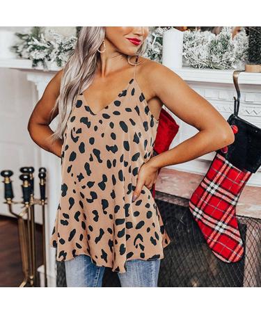 Shop Women's Leopard Spaghetti Strap V-Neck Tank Top - Casual Summer Shirt - Buy Online on GoSupps.com