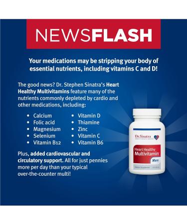 Dr. Sinatra Men's Heart Health Multivitamin with Vitamin D, B12, C, E, Zinc - 90 Tablets (30-Day Supply) - Pack of 1 - Buy Online on GoSupps.com