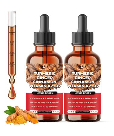 11in1 Turmeric Supplement for Health Heart & Wellness Support with Ginger, Garlic, Ceylon Cinnamon, Berberine, Ginseng, Apple Cider Vinegar 30ml Liquid Drops 60 Servings
