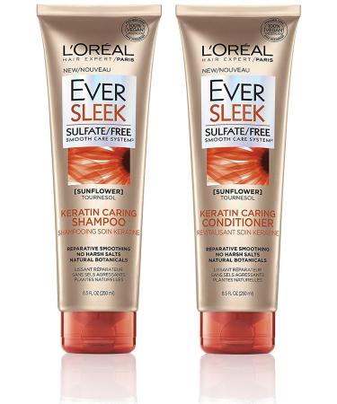 L'Oreal Paris EverSleek Keratin Care Conditioner 8.5 Fl Oz - Sulfate Free Smooth Care System with Sunflower Reparative Smoothing No Harsh Salts With Natural Botanicals