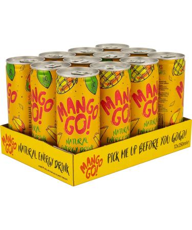 Mango GO! - The Mango Natural Energy Drink - 12 x 250ml - Vegan - New - Plant-Based - Natural Energy - Natural Caffeine Drink - Healthy Energy Drink - Pick ME UP Before You GO GO! - Buy Online on GoSupps.com