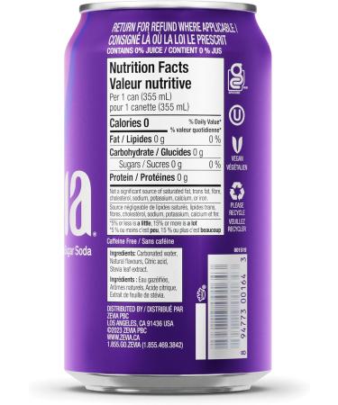 Zevia Zero Sugar Grape Soda 355 mL Cans (Pack of 24) Grape 355 mL (Pack of 24) - Buy Online on GoSupps.com