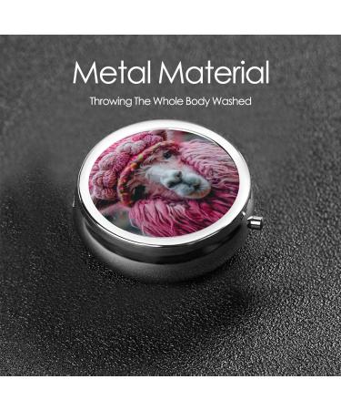 Cute Alpaca Portable Metal Pill Box | Round Mini 3-Compartment | Travel-Friendly Design for Small Pills | Ideal for International Shipping - Buy Online on GoSupps.com