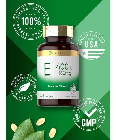 Carlyle Vitamin E 400 IU Softgels - 300 Count | Non-GMO & Gluten Free - Buy Online on GoSupps.com