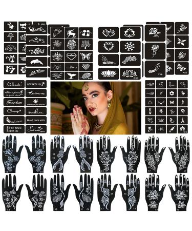 CUTELIILI 24 Sheets Henna Temporary Tattoo Stencil for Women and Kids Airbrush Tattoo Stencil Reusable DIY Sticker! Christmas Gift