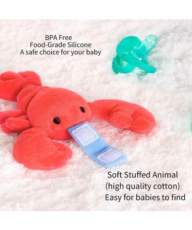 Baby Newborn Pacifier with Lobster Pacifier Holder - Soothie Infant Pacifiers - Ages 3-12 Months - Comfort Binky with Plush Toy - Buy Online on GoSupps.com