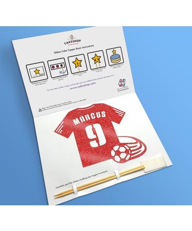Cakeshop Cake Decoration Pack | Football Shirt Birthday Premium Double Sided Glitter Card Cake Topper & 25g Party Pack of Cake Sugar Sprinkles | Custom Name & Age Cake Decoration (Red) Non-Prime Glitter Card: Red - Buy Online on GoSupps.com