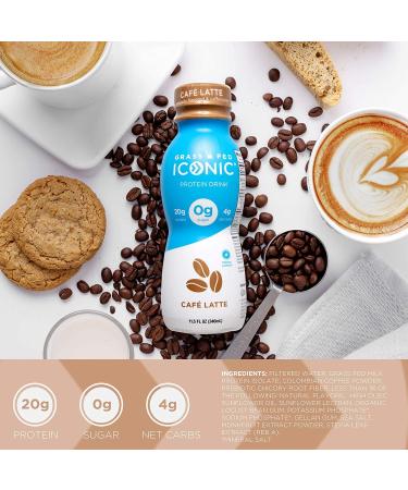 ICONIC Beverages Protein Drinks  Cafe Latte  Low Carb  High Protein  20G Protein + 180mg Caffeine  Grass Fed  Lactose Free  Gluten Free  Non-GMO  Kosher  Keto Friendly  11.5 Fl Oz (Pack of 12) - Buy Online on GoSupps.com