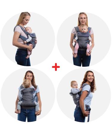 YOU+ME Baby Carrier: 4-in-1 Convertible Infant Carrier for Newborn to Toddler, 8-32 lbs, with Bonus 2-in-1 Bandana Bib (Grey Mesh) - Buy Online on GoSupps.com