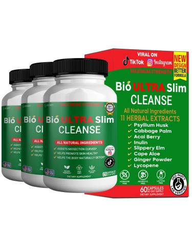 GREENVIFY Bio Ultra Slim Cleanse Maximum Strength Dietary Supplement 60 Capsules All Natural Ingredients Vegan Non-GMO Gluten Free 30-Day Supply (3)
