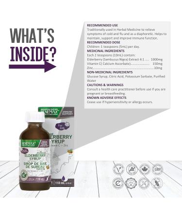 Benemax Elderberry & Zinc Syrup for Kids! A Plant-Based Doctor Formulated Cold & Flu Support. Immune Support Antioxidant Formula. Made with High Potency Vitamin C and Zinc. Immune support for the Whole Family. 118mL 60 Day Supply. - Buy Online on GoSupps.com