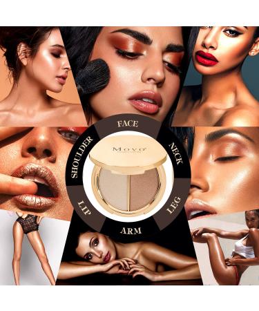 Movo 2-in-1 Highlighter Palette - Shimmer Glitter Natural & Brown Makeup Gift Set - 4 Ounce - Buy Online on GoSupps.com