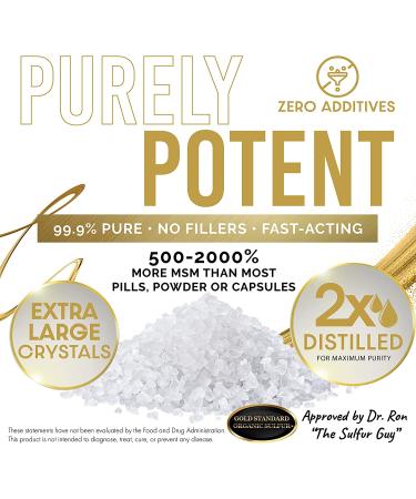 Gold Standard Organic Sulfur Crystals 1lb - 99.9% Pure MSM - 3rd Party Tested - 1 Pound Pack - Buy Online on GoSupps.com