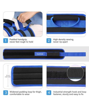 Hoomtree Leg Lifter Strap Set of 2 for Limited Mobility Thigh Lifter Strap with Padded Grip and Loop for Knee Hip Surgery Recovery Mobility Aids Tool for Disabled Get in and Out of Bed Car Wheelchair 2 pack Blue - Buy Online on GoSupps.com
