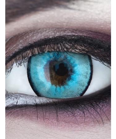 Colored blue contact lenses ICE MAN - highly opaque - Heroes of Cosplay - Annual lenses for costumes Halloween Mardi Gras Carnival with free lentil container - without strength ICE MAN (1 Pack)