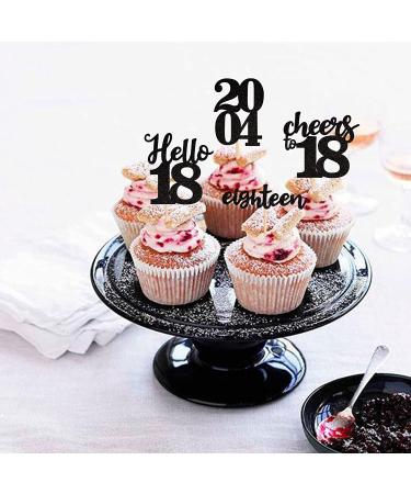 24 PCS 18th Birthday Cupcake Toppers Hello Cheers 18 Eighteen Since 2004 Cupcake Picks 18th Birthday Party Cake Decorations Supplies Black A Black 18th - Buy Online on GoSupps.com