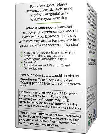 Pukka Organic Mushroom Immune Supplements - 60 Capsules for Enhanced Immunity - Buy Online on GoSupps.com