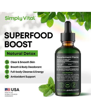 Chlorophyll Liquid Drops - Energy Boost & Clear Skin Formula - Natural Superfood for Immune & Digestion Support - Made in USA - 2 FL OZ - Buy Online on GoSupps.com