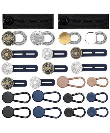 24 Pcs Button Extenders for Jeans, 6 Sizes Pants Button Waistband Extender, Flexible Adjustable Elastic Waist Extenders for Pants for Women Men, No-Sew Invisible Extenders Set Assorted Colors - Buy Online on GoSupps.com
