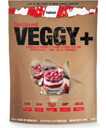 Veggy+ vegan protein powder (raspberry vanilla) from rice and pea protein powder with vegan bcaas 1 x 900 g protein powder for vegans.Multi -component protein powder 70 percent protein vanilla raspberry 900 g (1 Pack) - Buy Online on GoSupps.com