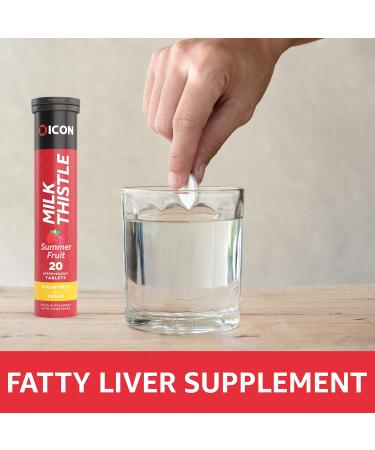 Milk Thistle Effervescent Tablets - Summer Fruit Flavour Liver Health Formula with Silymarin - Vegan & Vegetarian - Sugar Free - High Strength - 20 Tablets - Buy Online on GoSupps.com