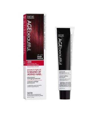 AGEbeautiful Permanent Liqui Creme Hair Color Dye | 100% Gray Coverage | Anti-Aging | Professional Salon Coloring Hair Color Dye 4RR Dark Intense Red