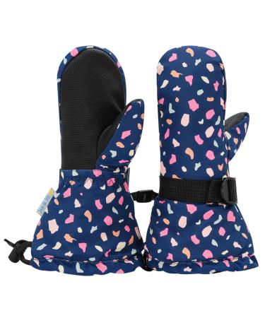 JAN & JUL Waterproof Stay-on Winter Snow and Ski Mittens Fleece-Lined for Baby Toddler Girls and Boys With Thumb: Terrazzo L: 6-8Y (with thumb)