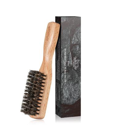 Small Beard Brush for Men by BFWood, Mini Boar Bristle Beard Brush with Beech Wood Handle for Beard and Mustache Care