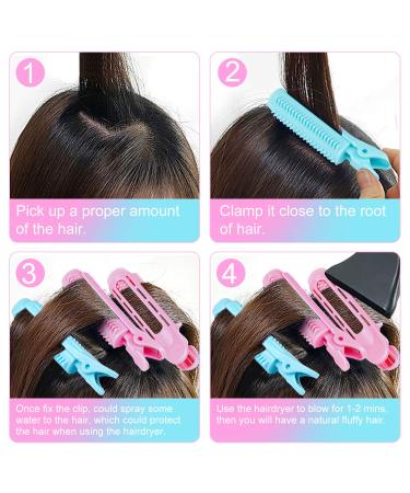 6pcs Volumizing Hair Root Clips with Roller Tools - Pink & Blue | Magicalmai Instant Hair Volume Clip for Women Girls - Thin Curly Hair Styling - Buy Online on GoSupps.com