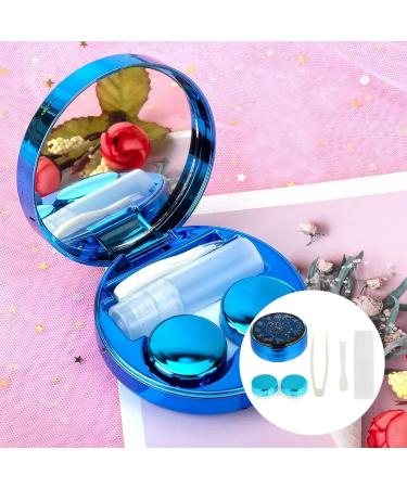 Exceart Quicksand Color Contact Lenses Case Kit - Fashionable Storage Box with Tweezers & Cleaner - Blue Vision Organizer for Lenses Care - Buy Online on GoSupps.com